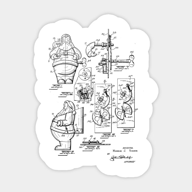 Santa Toy Christmas Gift Design Patent Drawing Sticker by skstring